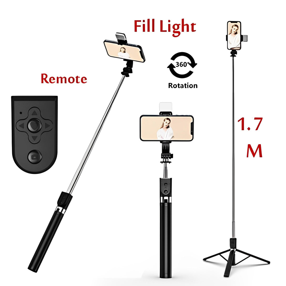 Tripod Selfie Stick – Adjustable Mobile Phone Holder