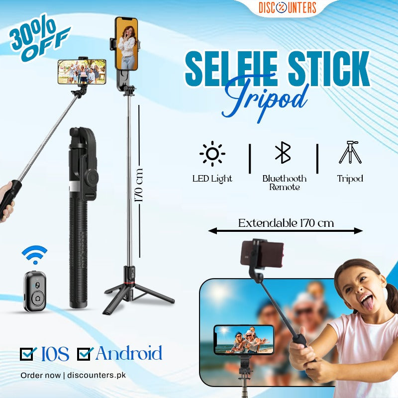 Tripod Selfie Stick – Adjustable Mobile Phone Holder
